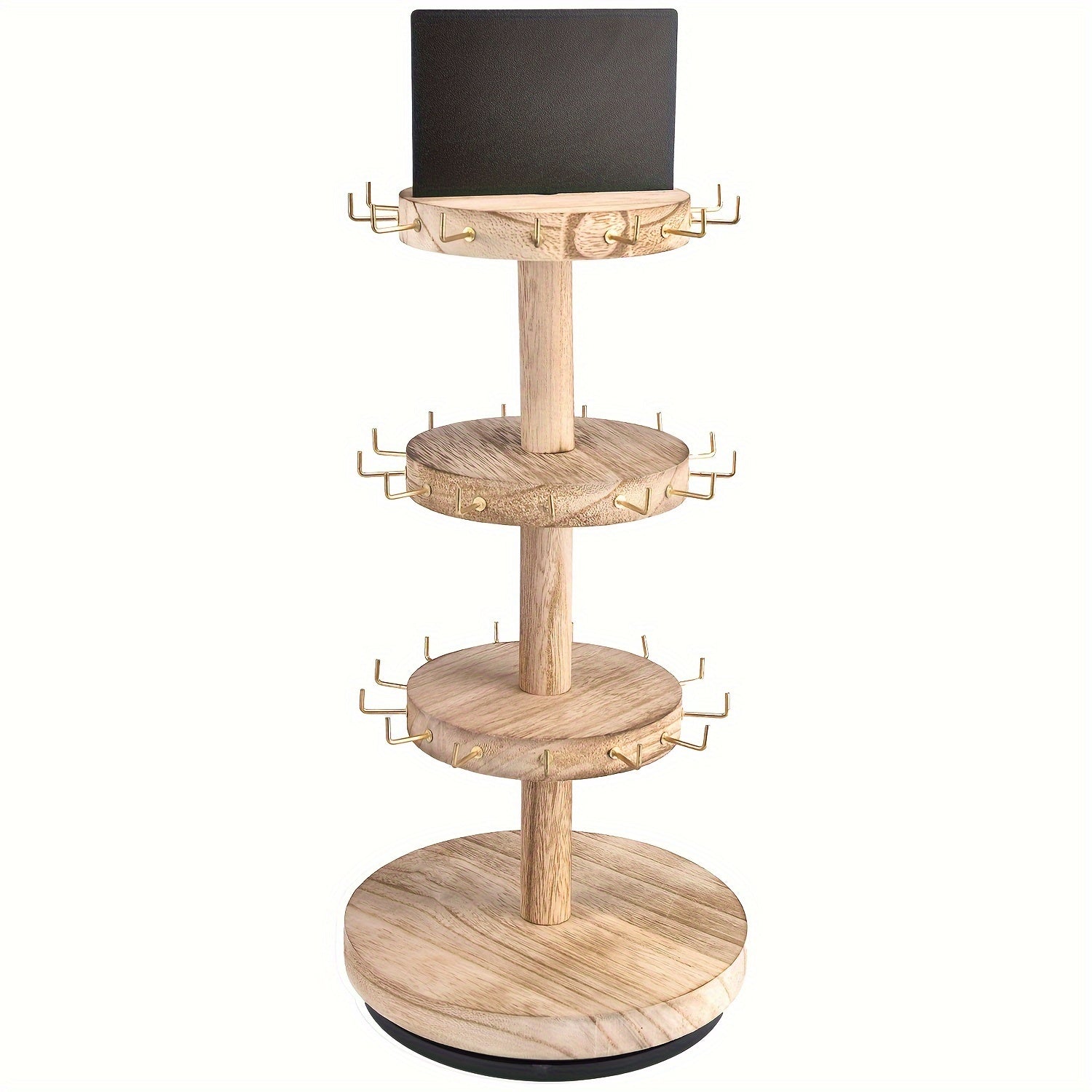 [Jewelry Tower Organizer] 3-Tier Large Capacity Wooden Jewelry Tower Organizer with Multi-Tier Bracelet And Necklace Shelves Rotating Display Rack for Dressers And Counters