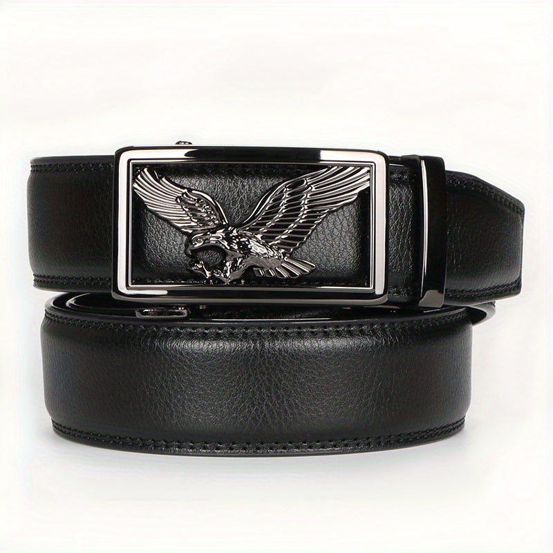 2pcs Men's Genuine Leather Belt with Automatic Ratchet Buckle - Adjustable, Comfort Fit for Business & Casual Wear - Perfect Christmas Gift