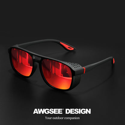 Steampunk Sunglasses Polarized Round Lens UV400 - HD Side Cutout Frame Sports Eyewear Men Women Cycling Fishing Driving 6 Colors