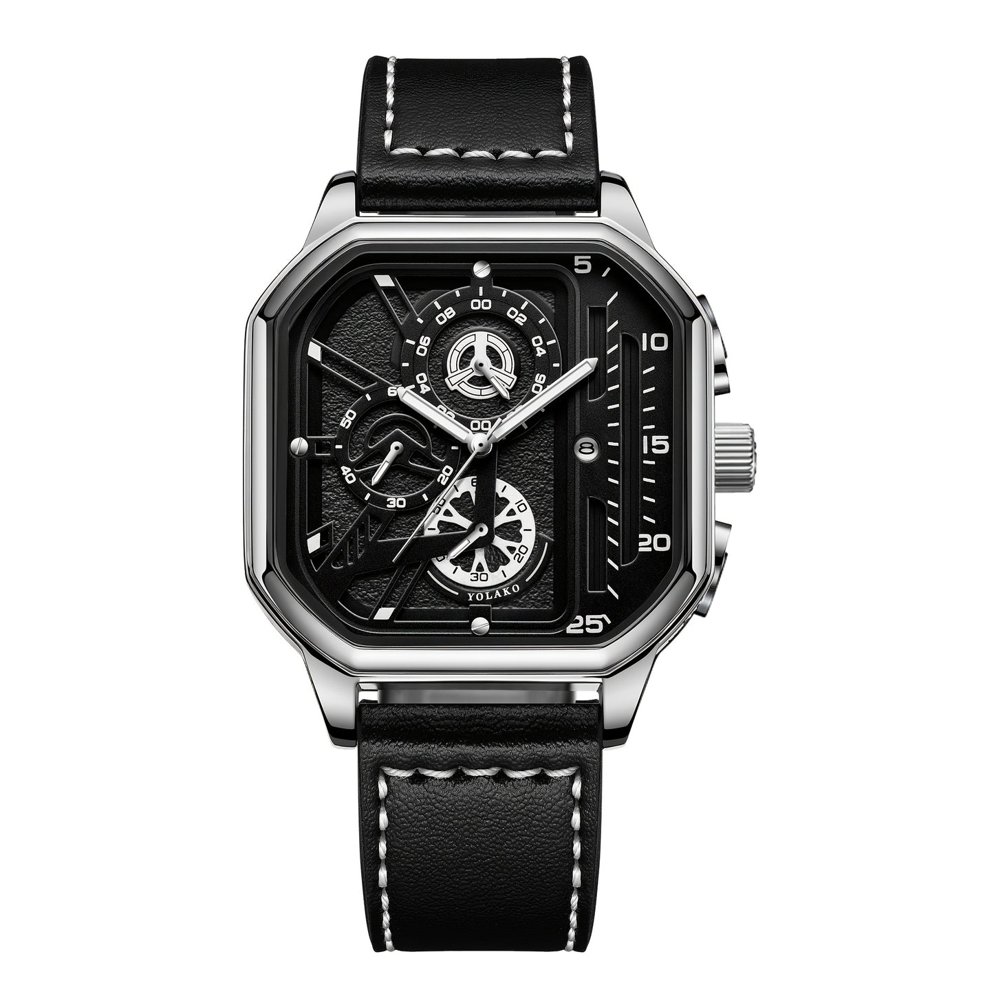 Square Watch for Men Vintage Faux Leather Strap Quartz Analog Wristwatch Polygon Dial Business Casual Sport Watch Father's Day Gift Set 1pc or 4pcs