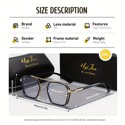 Blue Light Blocking Glasses – Trendy Double Beam Metal Frame Non-Prescription Plain Eyeglasses, Lightweight Unisex Fashion Eyewear for Men & Women, Computer Screen & Daily Wear
