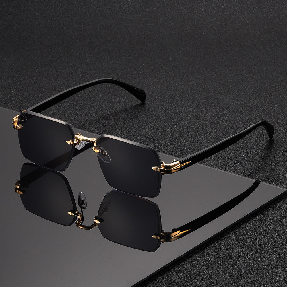 Metal Gradient Sunglasses for Men – HD Cut-Edge Lenses Light Luxury Street Style Eyewear, Unisex Fashion Shades in Green & Grey, Perfect Birthday Gift Idea