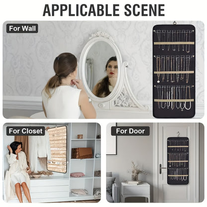 Hanging Jewelry Organizer Dual Sided 360 Degree Rotating Hanger for Earrings Bracelets Rings Necklaces Chains Wall Door Closet Storage Holder