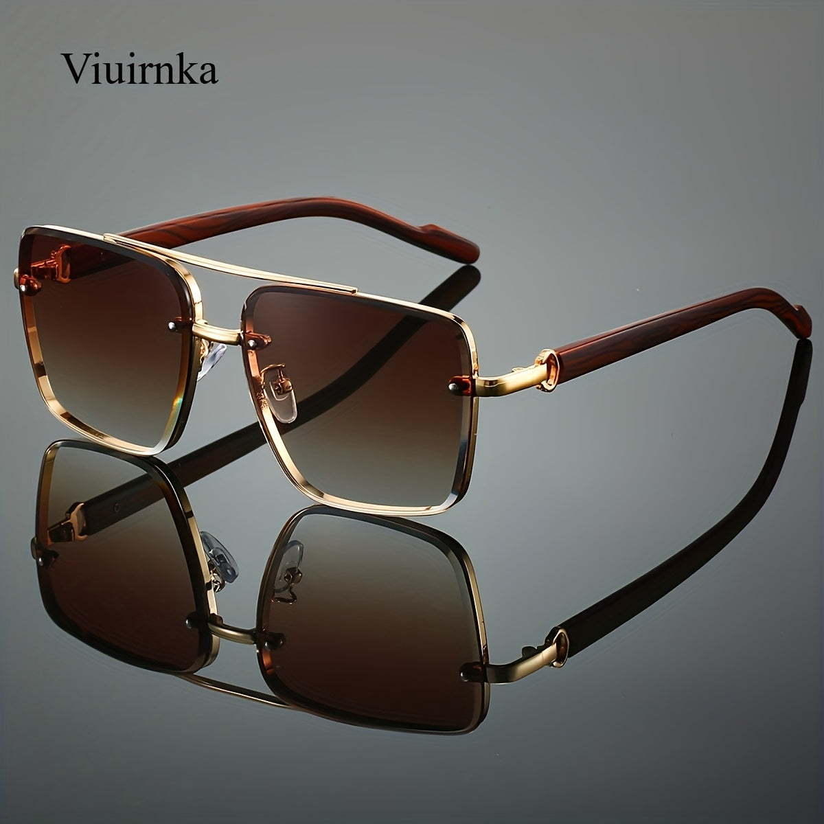 Unisex Square -Bridge Sunglasses - Premium Woodgrain UV400 AC Lenses with Lightweight PC Frame - Luxe Retro Style for Driving/Travel/Street Style - Includes Protection Case, Versatile for All Occasions