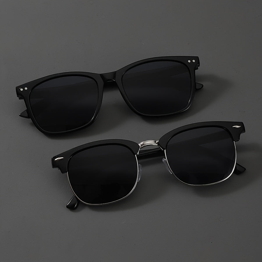 2 Pairs of Fashionable Square Glasses, Lightweight and Comfortable, Unisex, Suitable for Daily Life and Party Decorative Glasses