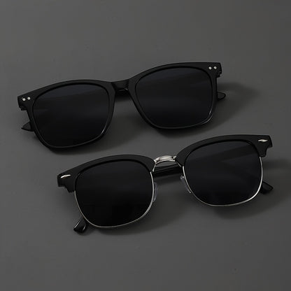 Fashion Glasses 2 Pack Square Frame Lightweight Decorative Eyewear for Men Women – Clear Non-Prescription Lens, Unisex Daily Wear Party Costume, Black Gold or Black Silver