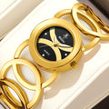 YALALUSI Stylish Women'S Gold-Toned Quartz Timepiece Featuring Rhinestone Details, Dark Dial & Butterfly Pattern, Sturdy Metal And Case, Glowing, Ideal for Everyday Use, Celebrations, And Presenting