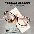 Elegant Cat Eye Reading Glasses for Women - Fashionable Color Block Design, Anti-Blue Light, +1.0 to +4.0 Strength