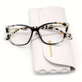 New Leopard Print Bean Curd Square Frame Reading Glasses Anti-blue Light High-definition Lenses Metal Accessories Reading Glasses with Glasses Case Glasses Cloth Model R1125