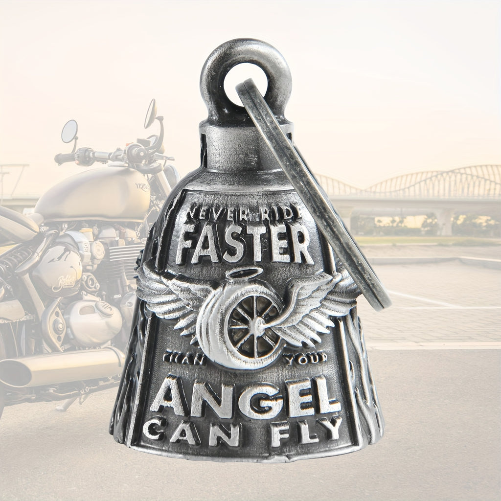 Cremlin/Cuardianbell, Wheel with Wings Motorcycle Bell, Motorcycle Key Chain for Bikers Women Men W/Hanger Biker, Bell for Riders, Good Luck Riding Bell SpiritBell Moto Accessories