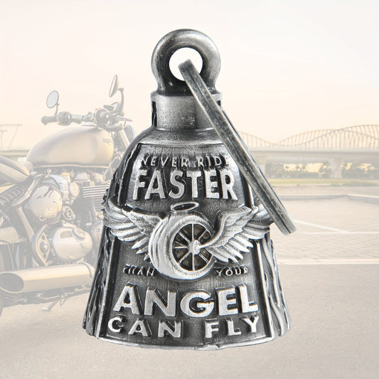 Cremlin/Cuardianbell, Wheel with Wings Motorcycle Bell, Motorcycle Key Chain for Bikers Women Men W/Hanger Biker, Bell for Riders, Good Luck Riding Bell SpiritBell Moto Accessories