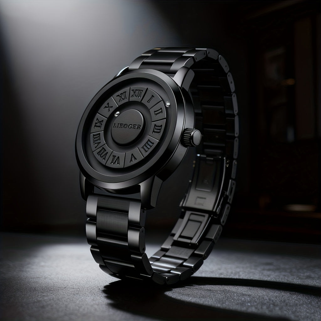 Vintage Business Men Watch Magnetic Steel Ball Hand No Mirror Touch to Read Time New Design Stainless Steel Strap Quartz Wristwatch for Male