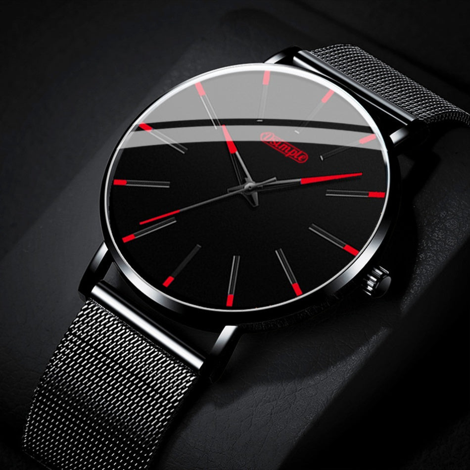 [Casual Business Special] 4pcs Men's Luxury Watch And Set - Quartz Analog Watch with Black And Red Hands, Matching Bracelet And Necklace, Analog/Digital-Like Sub-Dials - Low Voltage for Casual/Business/Special Occasions - Complete