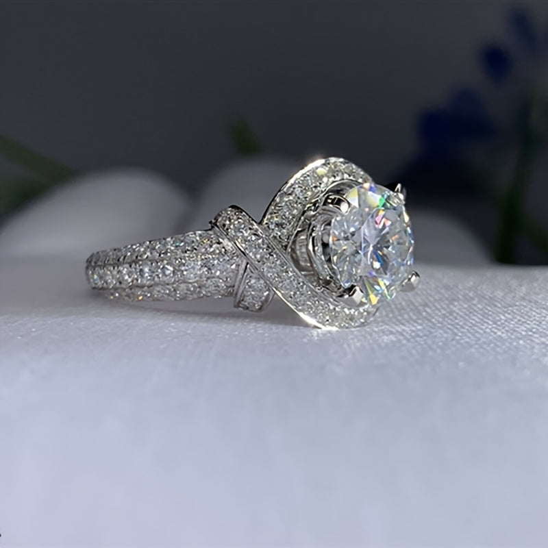Fashion Intertwined Design Ring, Full-set Moissanite Vintage Flower Tower Wedding Ring, Moissanite Ring Band925 Silver, High-quality Moissanite, Engagement, Anniversary, Wedding Anniversary, for Friends, for Loved Ones, Elegant, Sexy