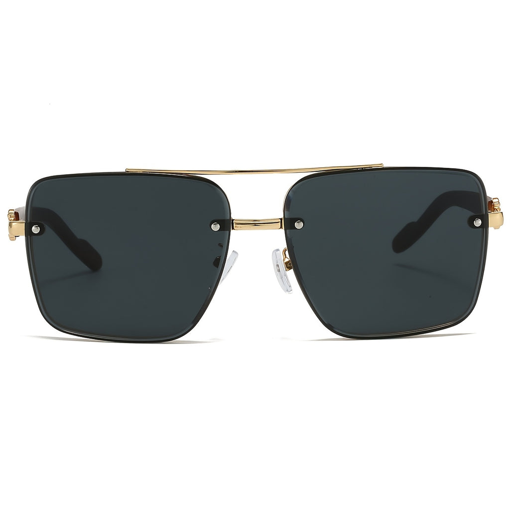 Unisex Square -Bridge Sunglasses - Premium Woodgrain UV400 AC Lenses with Lightweight PC Frame - Luxe Retro Style for Driving/Travel/Street Style - Includes Protection Case, Versatile for All Occasions