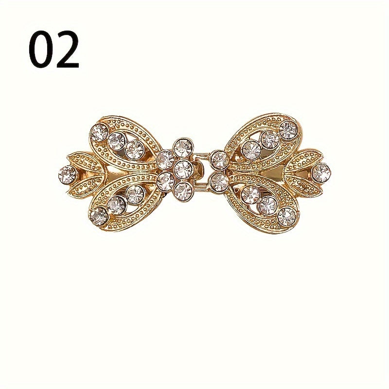 Sweater Clips 3pcs Rhinestone Vortex – Elegant Cardigan Shawl Cloak Clip Set for Women, Vintage Dress Shirt Scarf Brooch Fastener Accessory