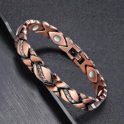 Copper Magnetic Bracelet for Women 2 Pack - 3500 Gauss Pure Copper Vintage Magnetic Therapy Bracelets Set, Elegant Gift for Birthday Mothers Day Christmas Valentine's Day Bronze Silver