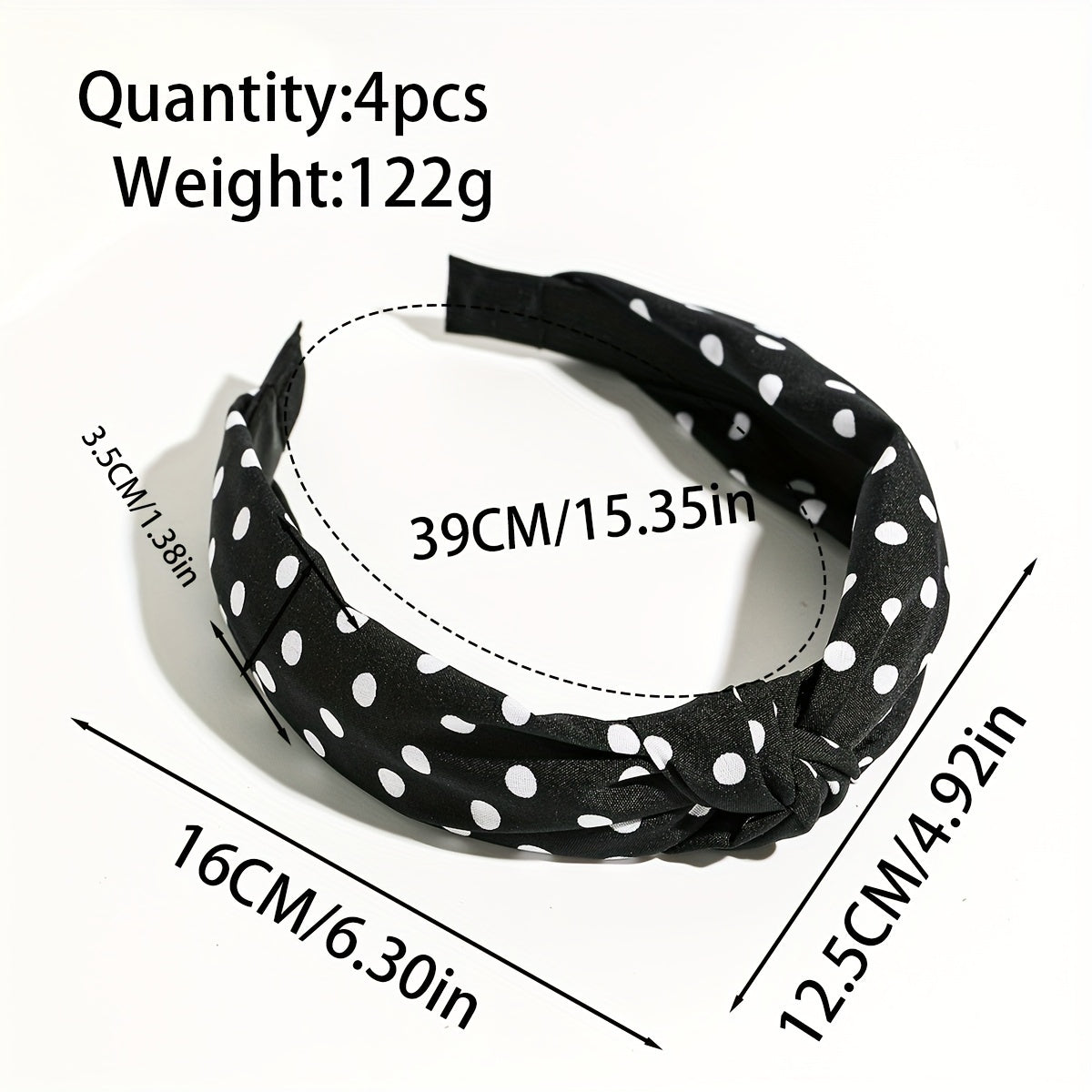4pcs Women’s Knotted Headbands – Stylish Wide Brimmed Hair Accessories with Elegant Polka Dot Design in Black & White, Retro and Minimalist Look for Daily Wear, Cute Hair Accessories