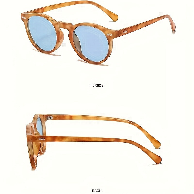 Blue Beach Round Polarized Fashion Glasses - Unisex Vintage Style Acetate Frame, Polarized Lenses for Glare Reduction & True Color Clarity, Ideal for Camping, Hiking, Driving,, Hiking Accessories, Stylish Eyewear, Durable Frame, Protective Eyewear, Outdoo