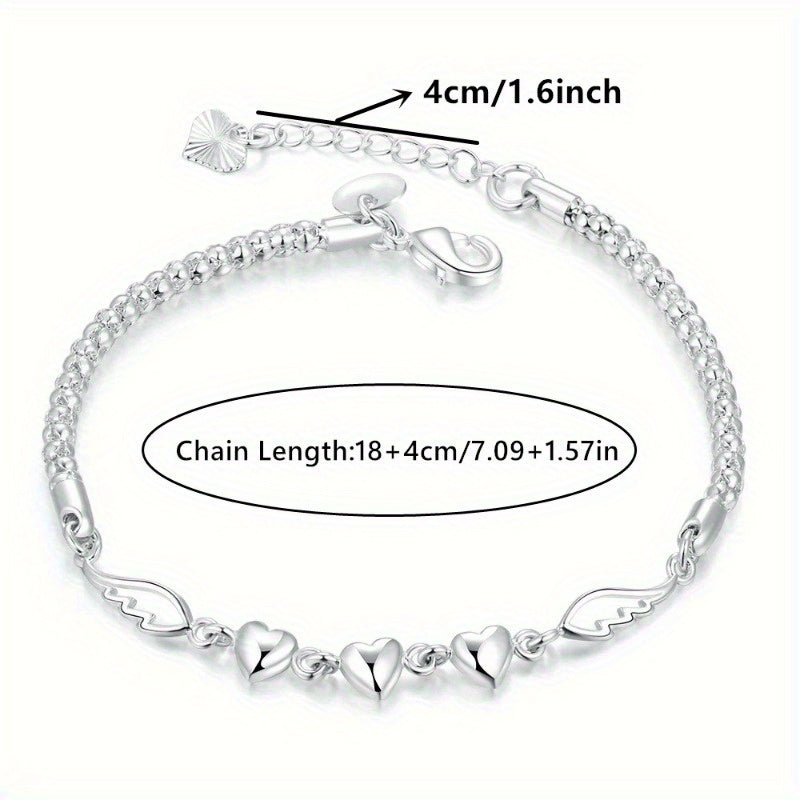 [Beach Gift] Fashion 925 Sterling Silver Love Angel Wings Chain Anklet Beach Gift for Women