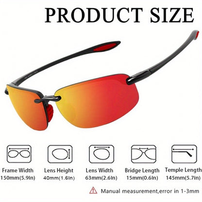 Sports Sunglasses Polarized TR90 Rimless - UV400 Lightweight Frameless Men Women Running Fishing Baseball Cycling Hiking Golf 4 Colors