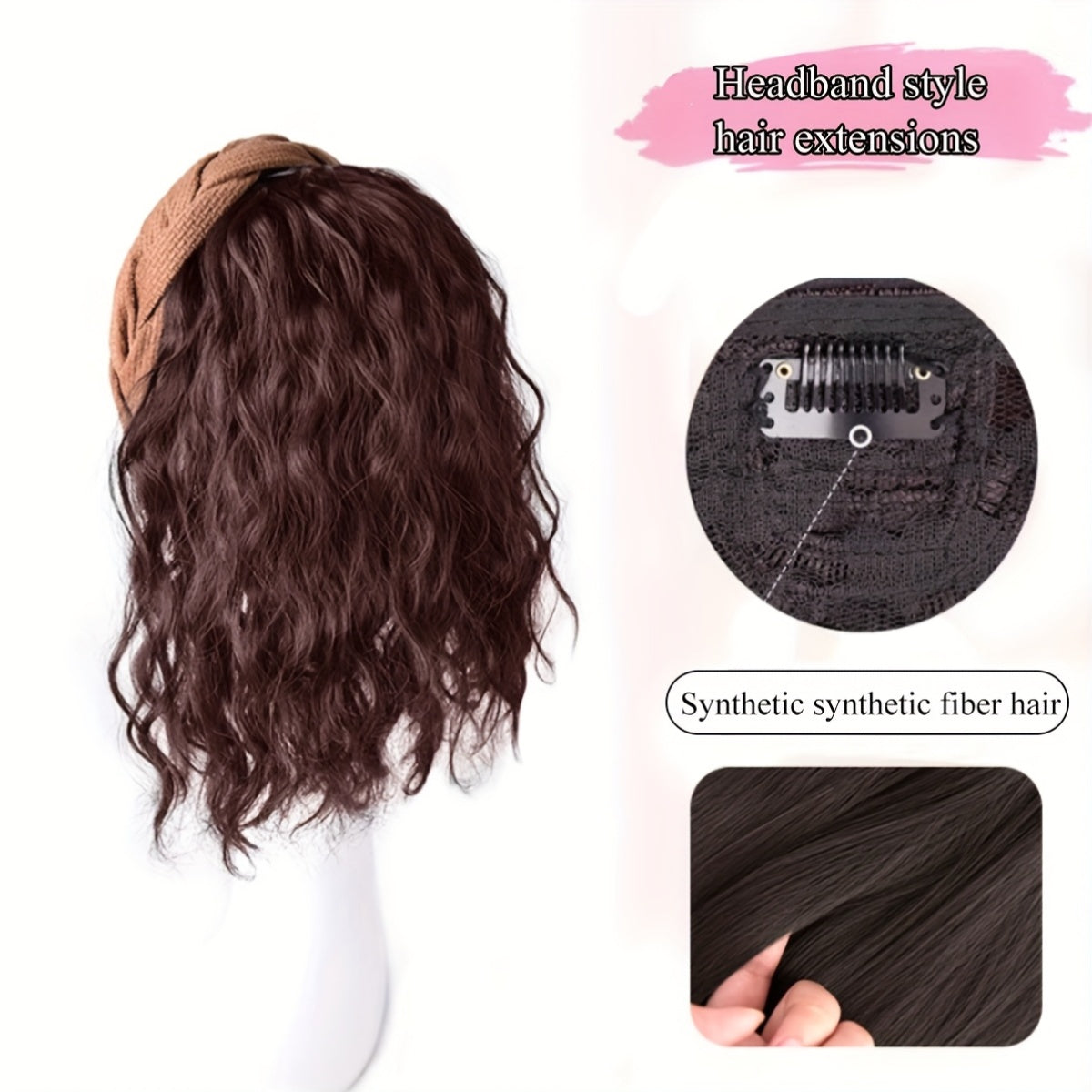 Costume Fake Hair Band One Water Ripple Half Set Synthetic Wig Light Breathable Roll Hair Patch Suitable for Daily Wear, Costume Wigs, Wigs for Cosplay, Wigs for Halloween