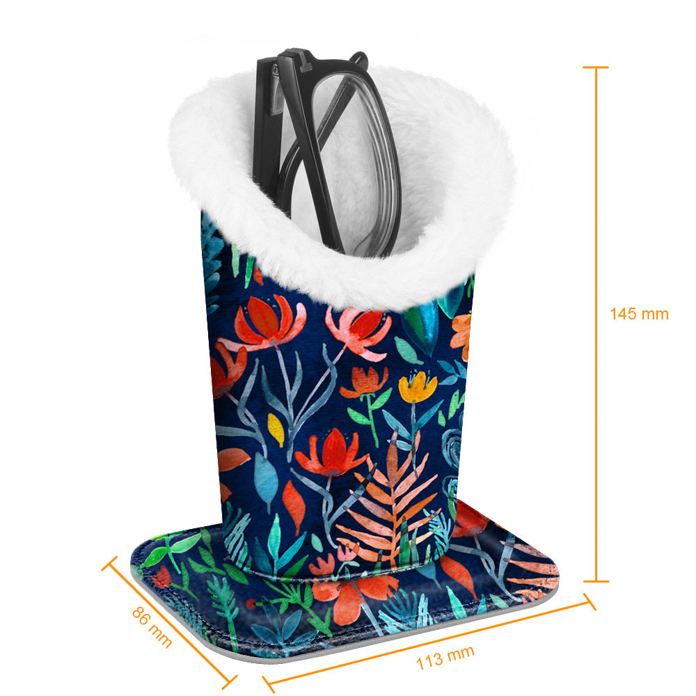 Plush Lined Eyeglasses Holder Protective Glasses Holder Stand Case Anti-scratch Glasses Storage Organizer for Desk, Nightstand, Office