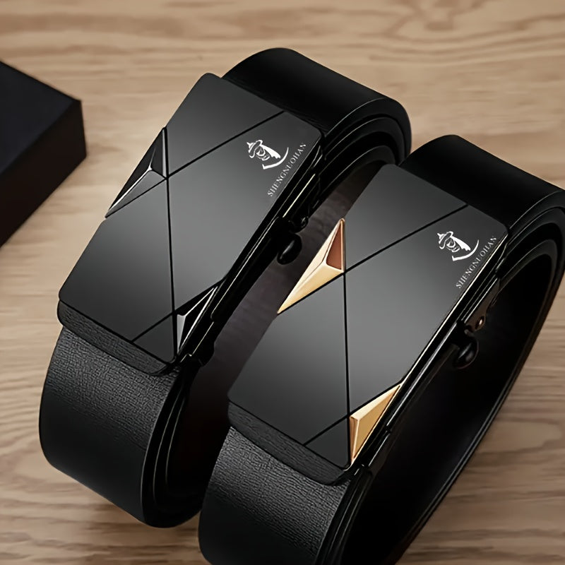 Business Men's Genuine Leather Cowhide Belt With Automatic Buckle - For Formal Occasions -  Suitable for Men -  Durable & Stylish - Perfect Gift for Father's Day