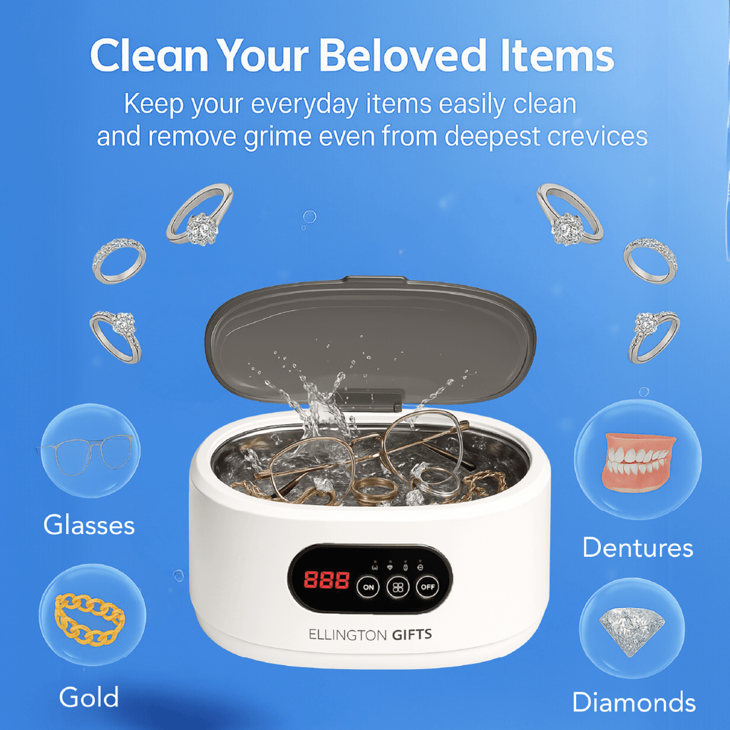 Ultrasonic Jewelry Cleaner, 48KHz Ultrasonic Cleaner Machine for Jewelry, Eyeglasses, Rings, Watch Strap, Dentures- Dual Cleaning Modes, 304 Stainless Steel Tank