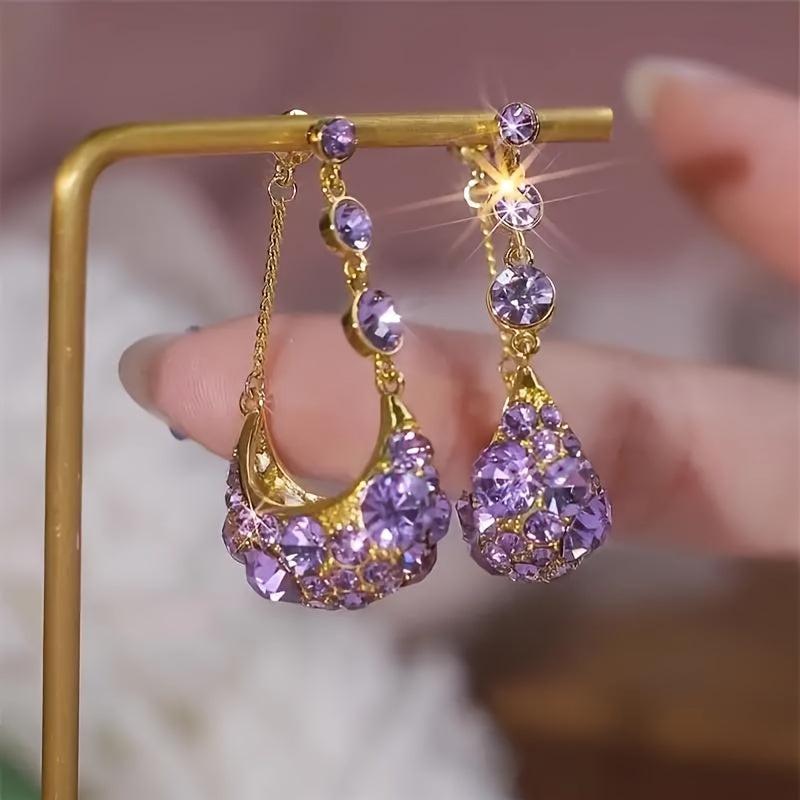 [Elegant Purple Earrings] Vintage-Inspired Elegant Purple Basket Drop Earrings | 925 Posts, Perfect For Casual Attire & Gifting