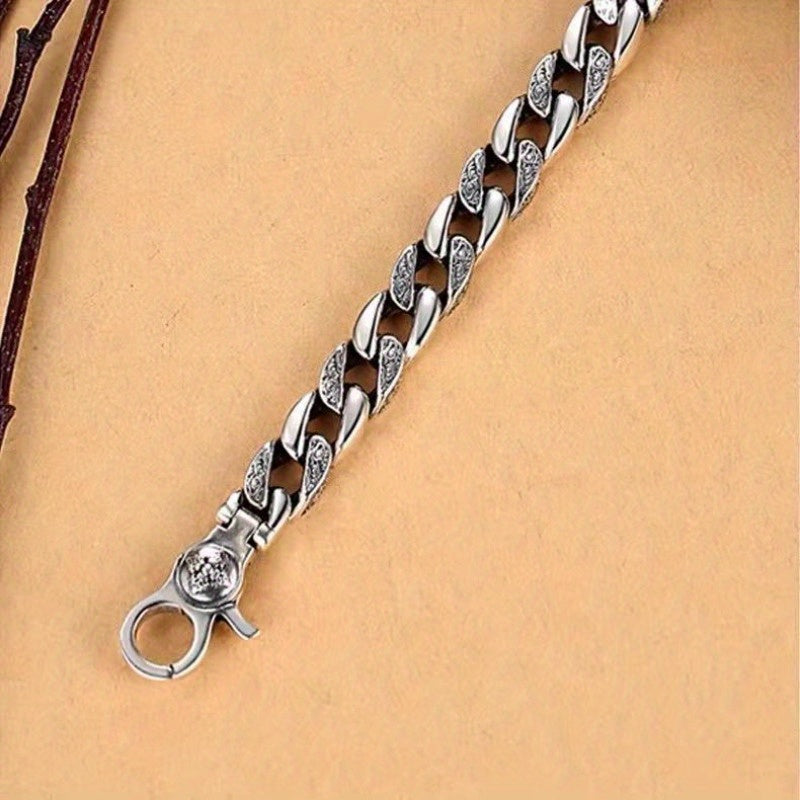 S925 925 Silver Bracelet for Men, Featuring a Trendy Wide Design That Can Rotate. This Fashionable Piece Makes an Ideal Gift for Birthdays, Father'S Day, Or for Your Boyfriend, And Is Perfect for Daily Wear