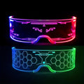 2 Pairs LED Visor Glasses 7 Colors Futuristic Glasses 4 Modes Light Up Glasses Honeycomb Luminous Glasses for Adults