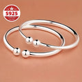 Two Pieces of S925 Sterling Silver Open Round Pearlescent Garlic Fashion Simple Bracelet, Suitable for Daily Wear And Gifts, Women'S Jewelry Valentine'S Day Carnival Mother'S Day Perfect Gift for Friends