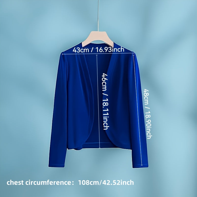 1pc/Classic High-Grade Solid Color Long-Sleeved Versatile Cardigan, Front Opening Shawl, Comfortable And Breathable, Windproof And Sun-Proof, Perfectly Showing The Beautiful Style of Women