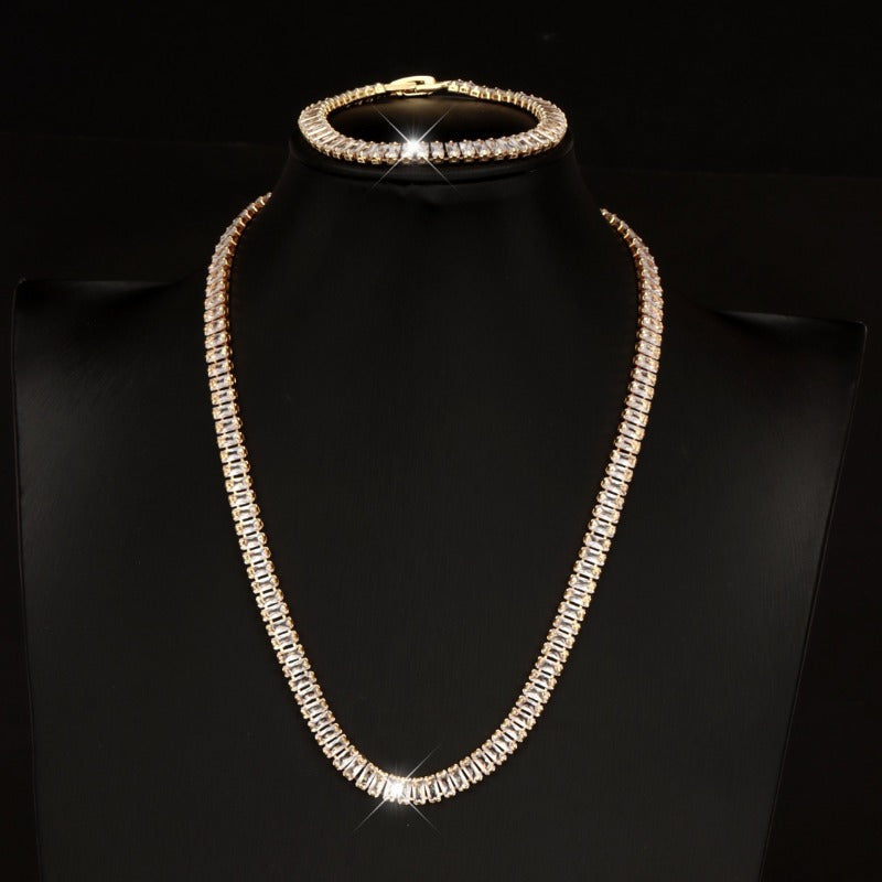 [Ideal Gift] Two S925 Silver Tennis Bracelets And Necklaces Set, Adorned with Natural Stones - a Fashionable And Exquisite Combination That Can Be Freely Matched And Suitable for Daily Life And Vacation, Making It an Ideal Gift For, for Women