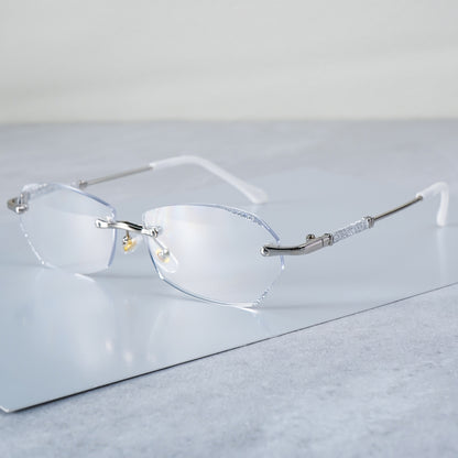 Diamond Reading Glasses Women 3 Pack Rimless Diamond-Inlaid Edge Anti-Glare PC Lens Lightweight Readers 1.0x to 4.0x Phone Computer Book Christmas Holiday Gift