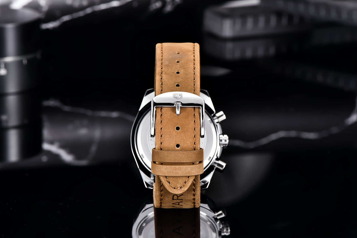 BENYAR Watch Men Luminous Chronograph Analog Quartz Big Face Business Sport Casual Fashion Dress Wristwatch Elegant Gift for Men Golden Silver Blue Black