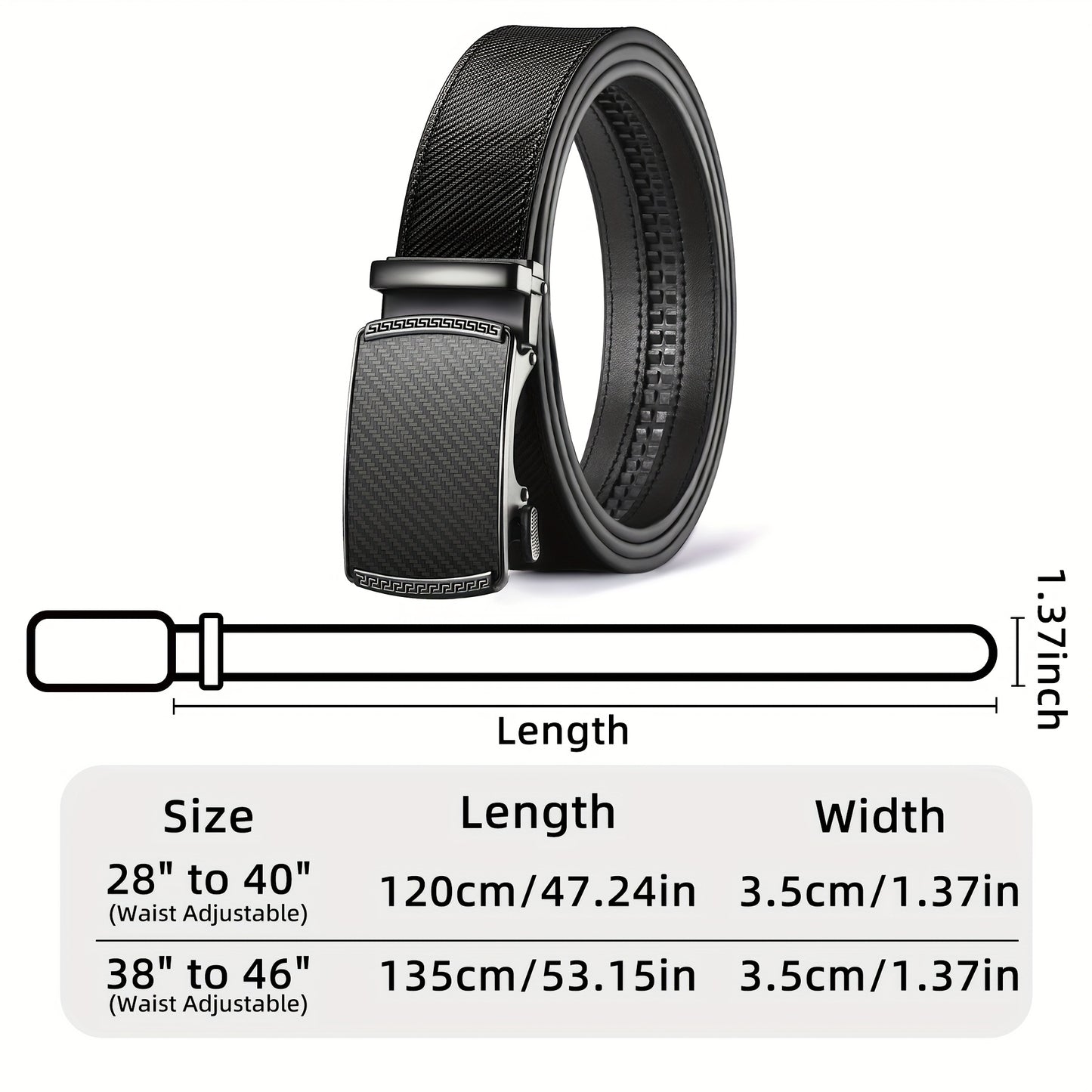 Ratchet Belt for Men - Premium Leather Slide Belt with Automatic Click Buckle, Adjustable 28"-46" Waist, 8 Colors, Dress & Casual, Gift for Husband