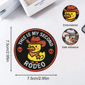 Set of 5 Humorous Cowboy Duck Patches Featuring The Phrase 'This Is My Second Rodeo' for Decorating Jackets, Backpacks, Hats, And Clothing. Can Be Ironed Or Sewn on