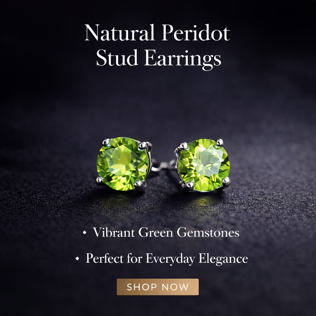 Peridot Stud Earrings 925 Sterling Silver Natural Peridot Minimalist Elegant Green Gemstone Earrings Women Gift for Party Special Occasions