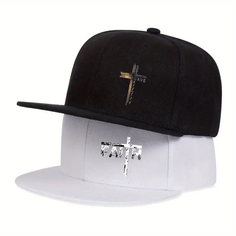 Baseball Cap - 2Pcs Set Cross Print Design Unisex Adjustable Breathable Dad Hat Casual - product detail view 12