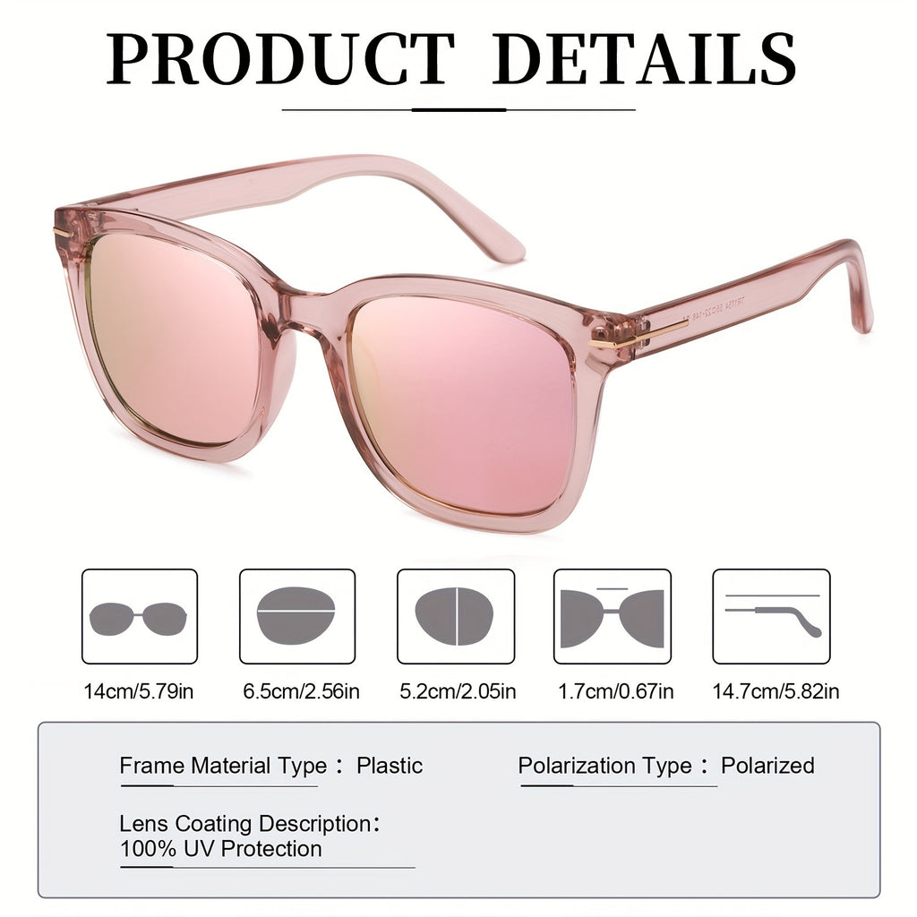 Enafad Classic Polarized Glasses for Women – Trendy Oversized Square Mirrored Fashion Shades with UV400 Protection