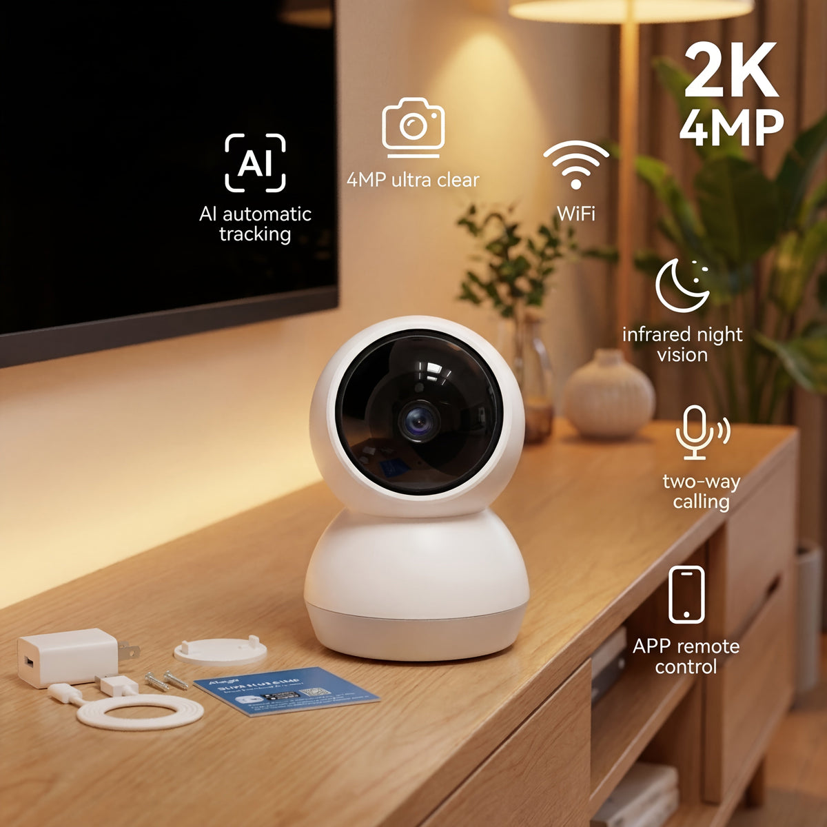 2K Indoor WiFi Security Camera - Two-Way Audio and Night Vision – view 4