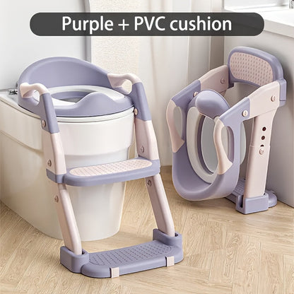 3-in-1 Toddler Potty Training Seat - Foldable Steps and Safety Harness – view 2