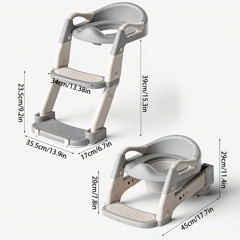 3-in-1 Toddler Potty Training Seat - Foldable Steps and Safety Harness – view 3