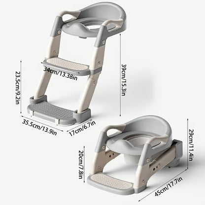 3-in-1 Toddler Potty Training Seat - Foldable Steps and Safety Harness – view 3
