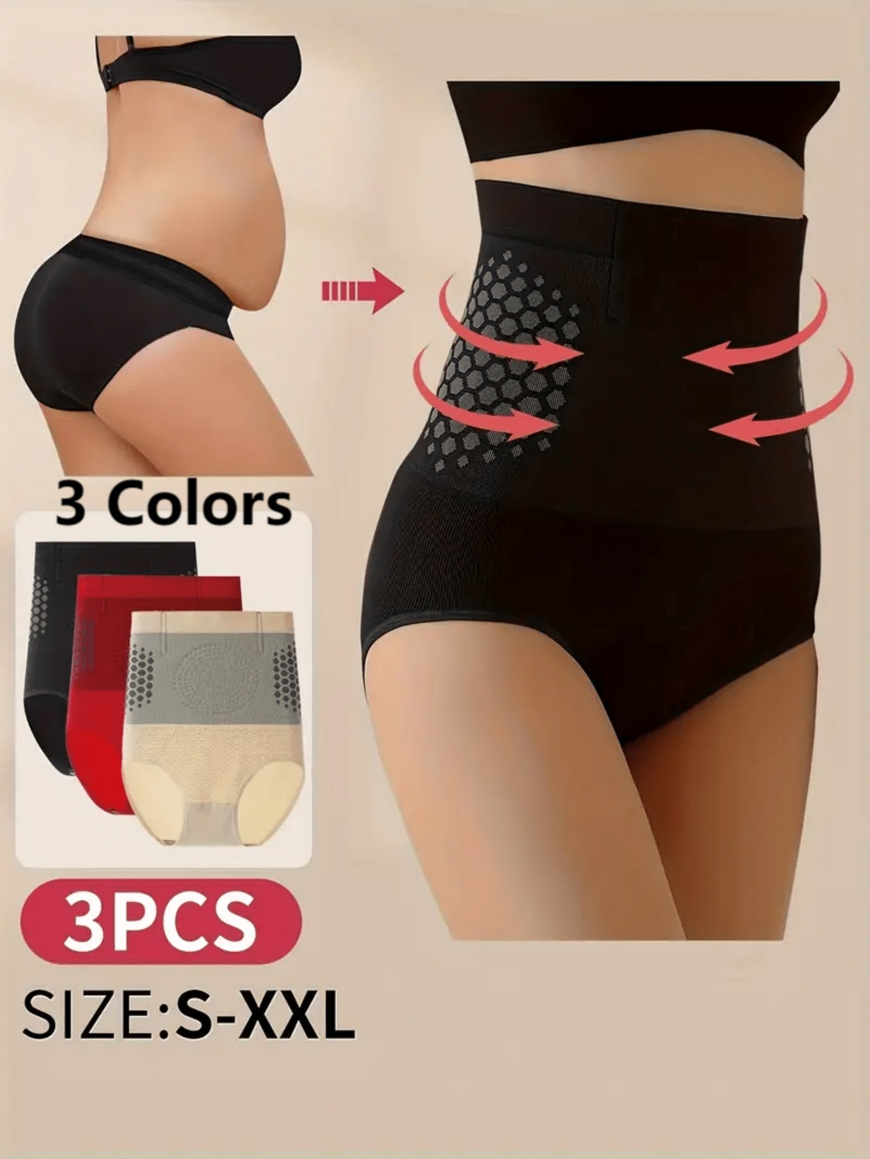 3-Pack Women's High-Waist Shapewear Briefs - Firm Tummy-Control Smoothing – view 10