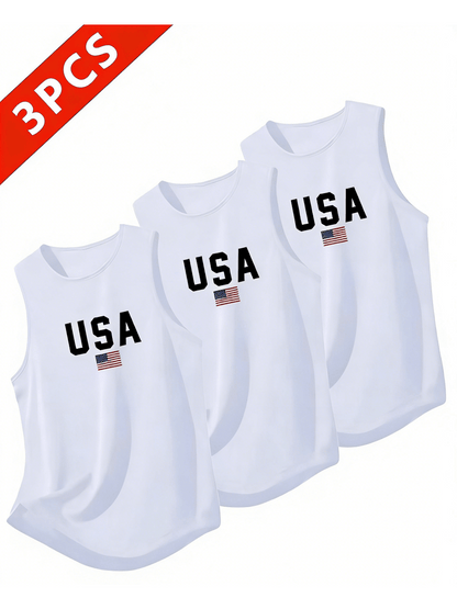3 pieces of Summer Men'S Heavy Cotton Breathable Vests Sleeveless Tops Suitable – main product image
