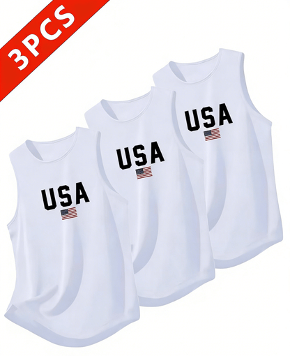 3 pieces of Summer Men'S Heavy Cotton Breathable Vests Sleeveless Tops Suitable – view 9