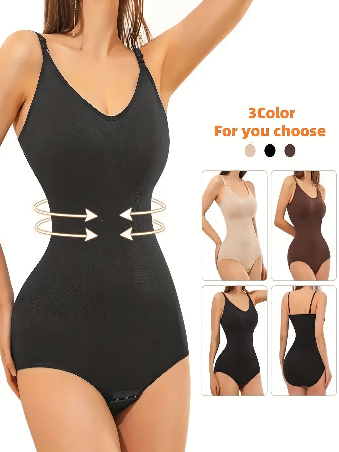3 Seamless Shapewear Bodysuits with Functions Of Abdominal Compression Hip Lifting – view 2
